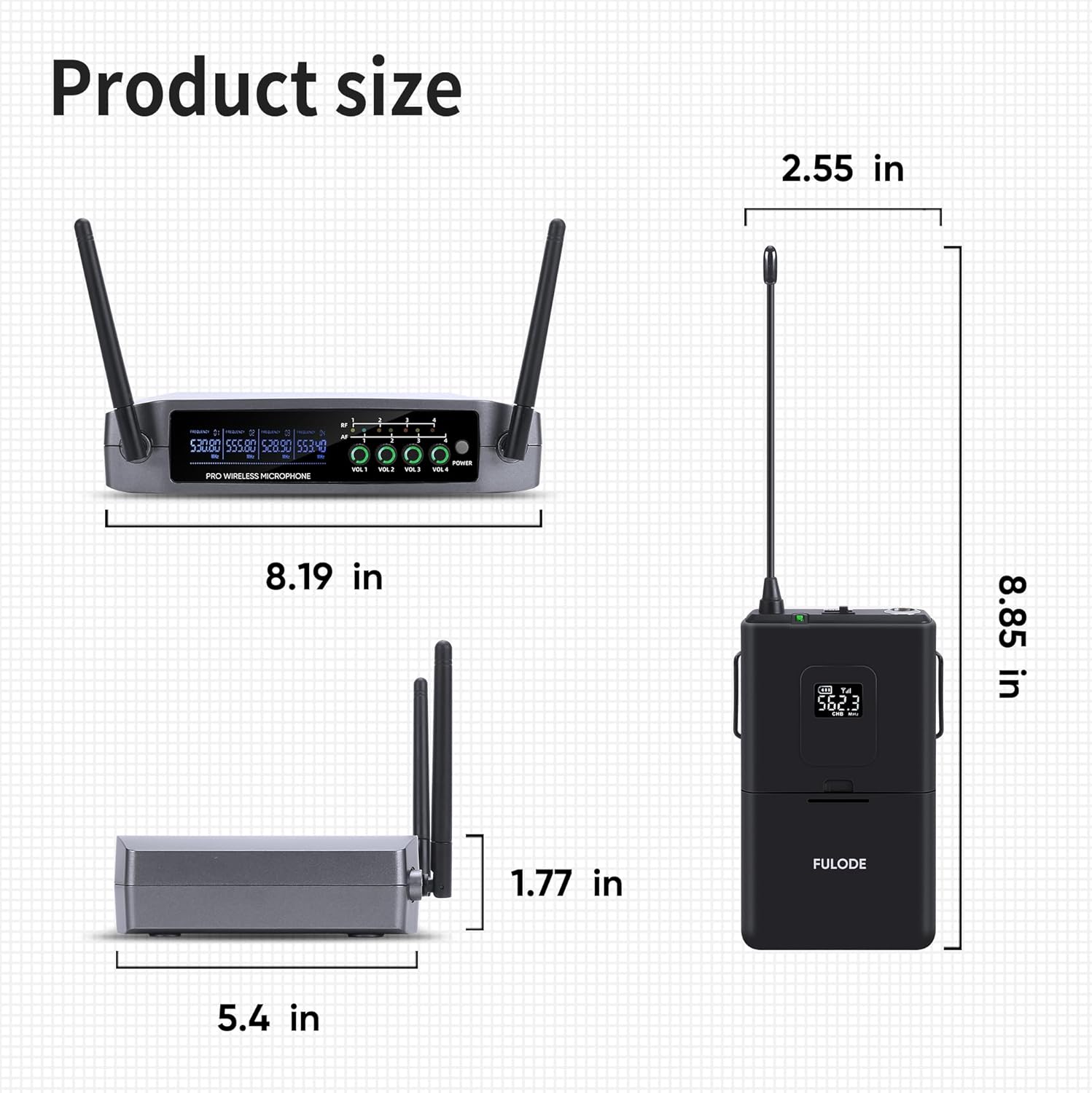 UR-408 4 Channel Professional Wireless Microphone System with 4 Lavalier 4 Headset Mics, Ideal for Home Party Singing Karaoke Meeting Church Event TV Speaker