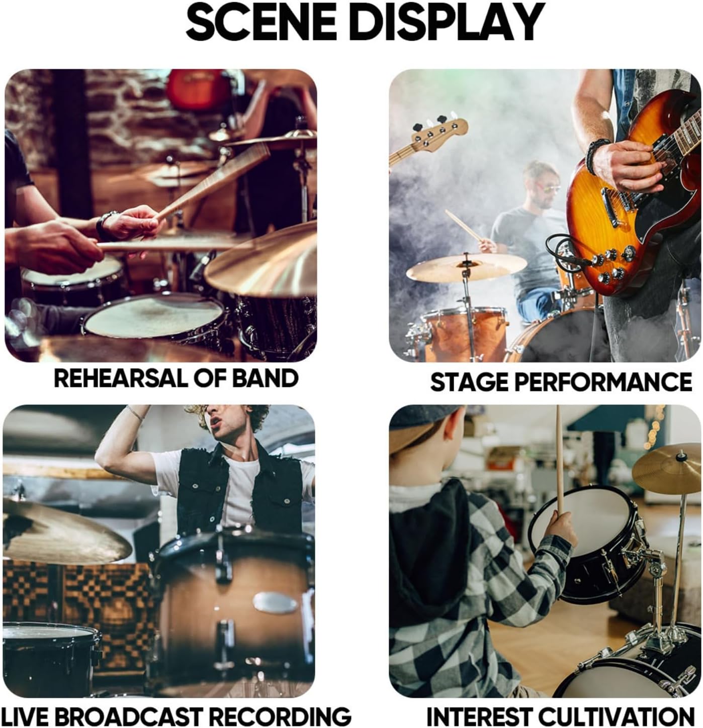 W IN-MIX 7 Piece Wired Dynamic Drum Mic Kit (Whole Metal)- Kick Bass, Tom/Snare & Cymbals Microphone Use for Drums, Vocal, Other Instrument Complete with Thread Clip, Mics Holder