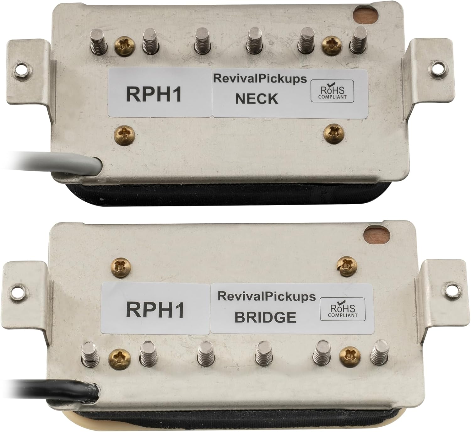 The Revival Pickups RPH1 Modern Classics Alnico 2 Uncovered Humbucker Neck Bridge Pickups Set for Electric Guitar, Black