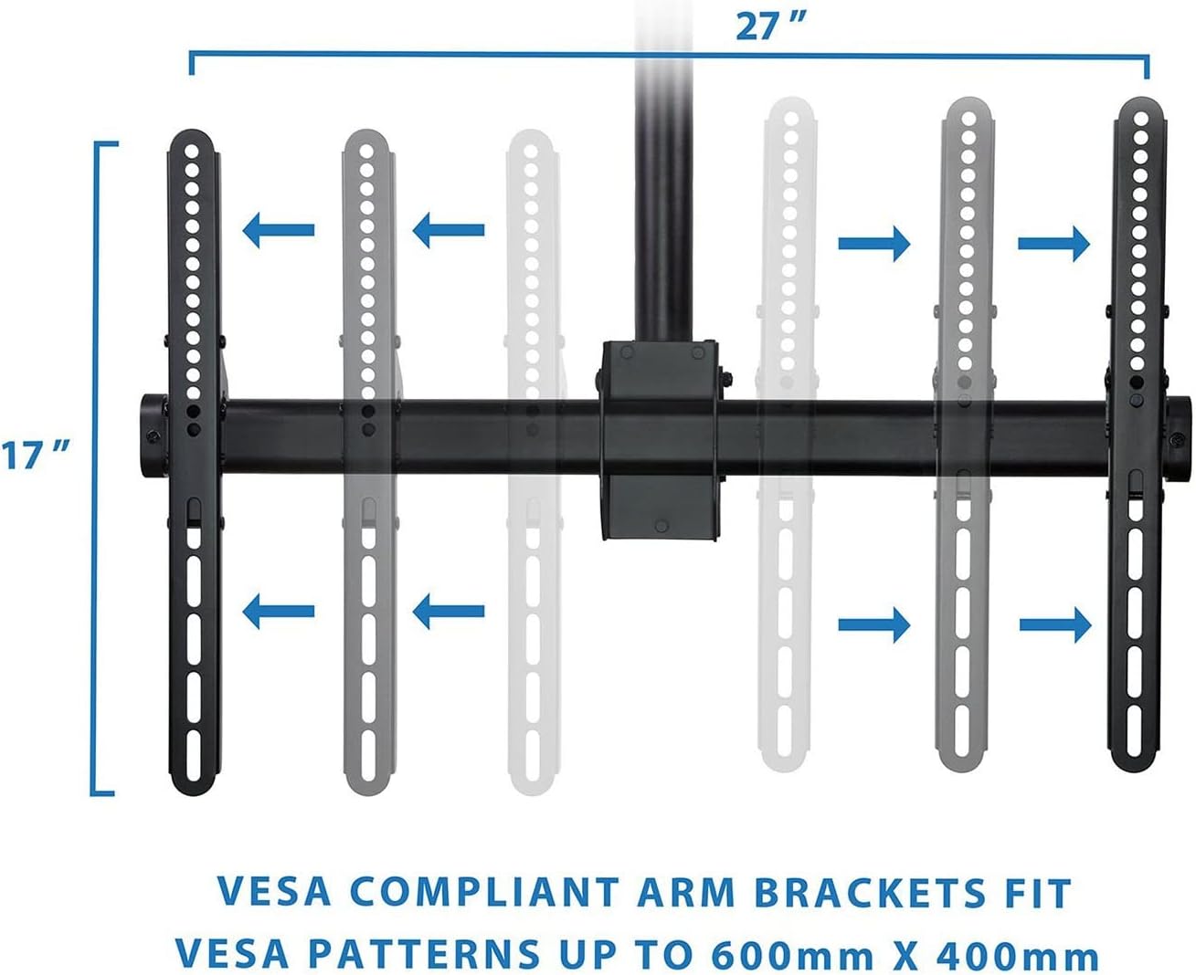 TV Ceiling Mount Bracket, Adjustable Height TV Wall Mount Bracket, Full Motion 360 Deg Rotation Tilting Swiveling, for Flat Panel LCD LED OLED Plasma TVs, Fits Up to 75 I