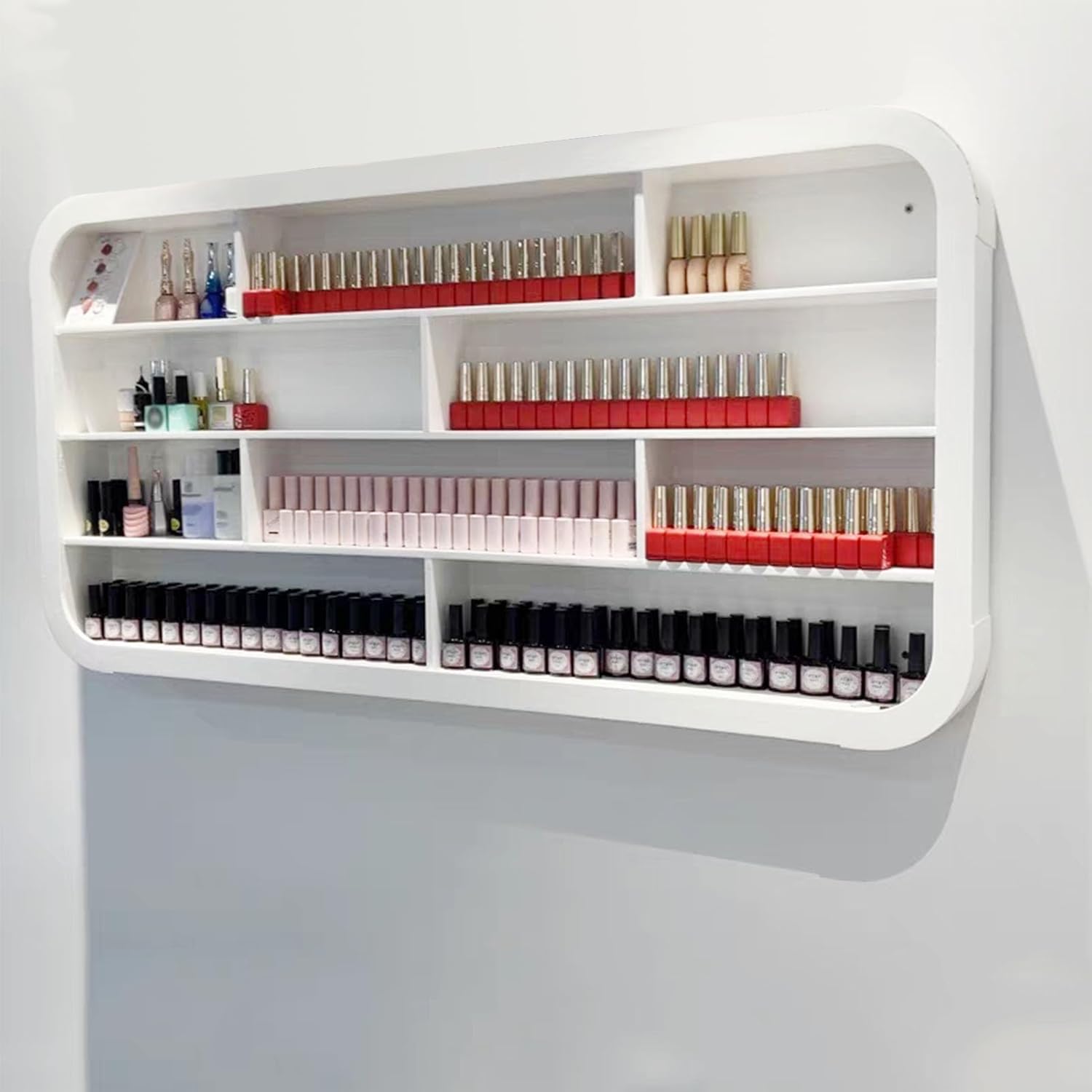 Light Luxury Four-Tier Nail Polish Display Rack, Wall-Mounted Perfume Organizer, Space-Saving Storage, Durable Nail Polish Display Rack for Salon Beauty,1.0m/39.4in