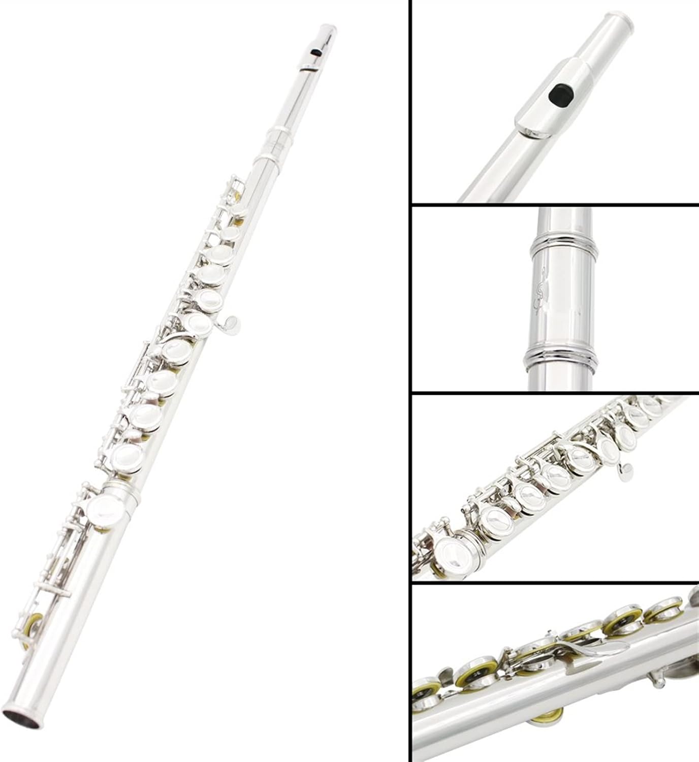 Flutes Flute Cupronickel Plated Silver 16 Holes C Key Woodwind Instrument with Gloves