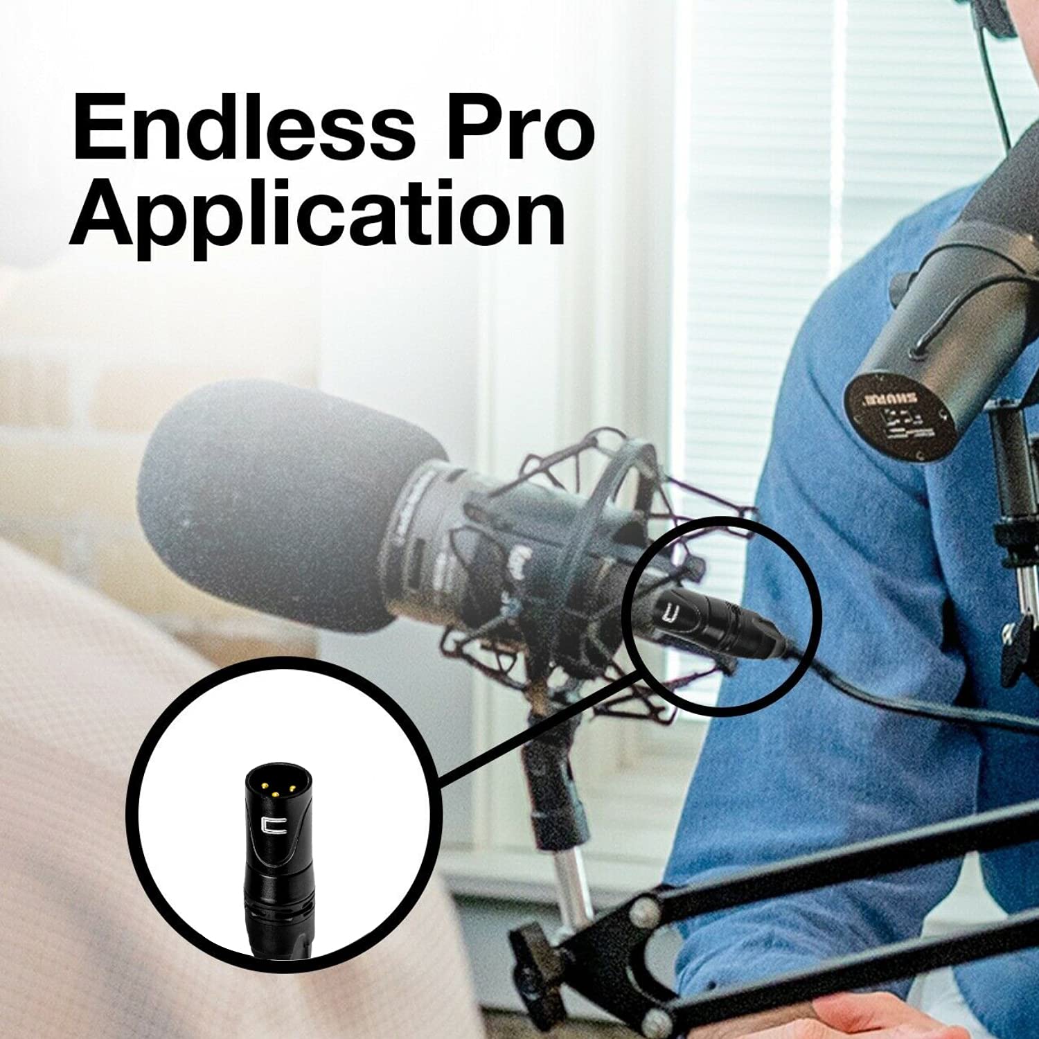 Unbalanced XLR Cable Male to RCA - 100 Feet Black - Pro 3-Pin Microphone Connector for Powered Speakers, Audio Interface or Mixer for Live Performance & Recording