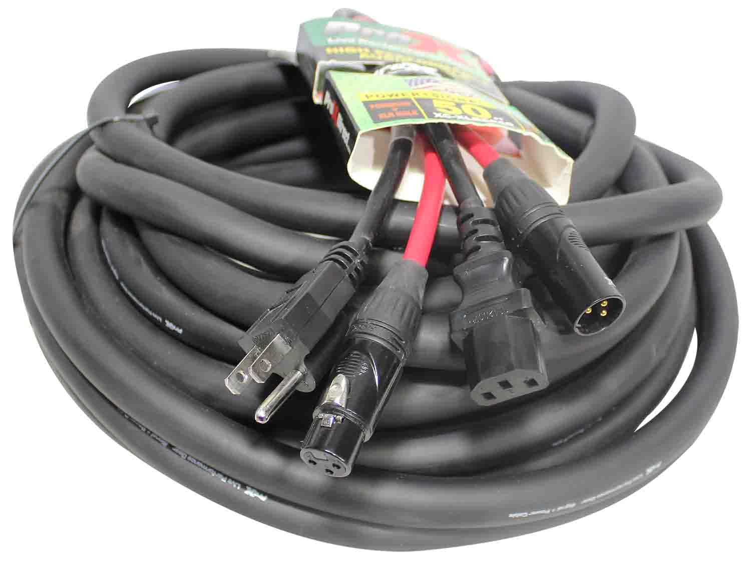 ProX XC-XLREC50 50' IEC Female to NEMA 15P (14AWG) & XLR-M to XLRF (20AWG) Balanced High Performance Audio/Power Cable