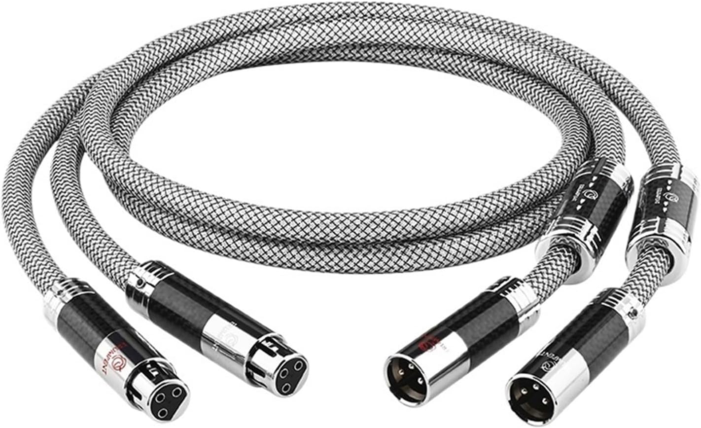 One Pair HiFi XLR Cable Sterling Silver Balanced 2XLR to 2XLR Male to Female Audio Cable for Microphone Extension Cable(0.5m)