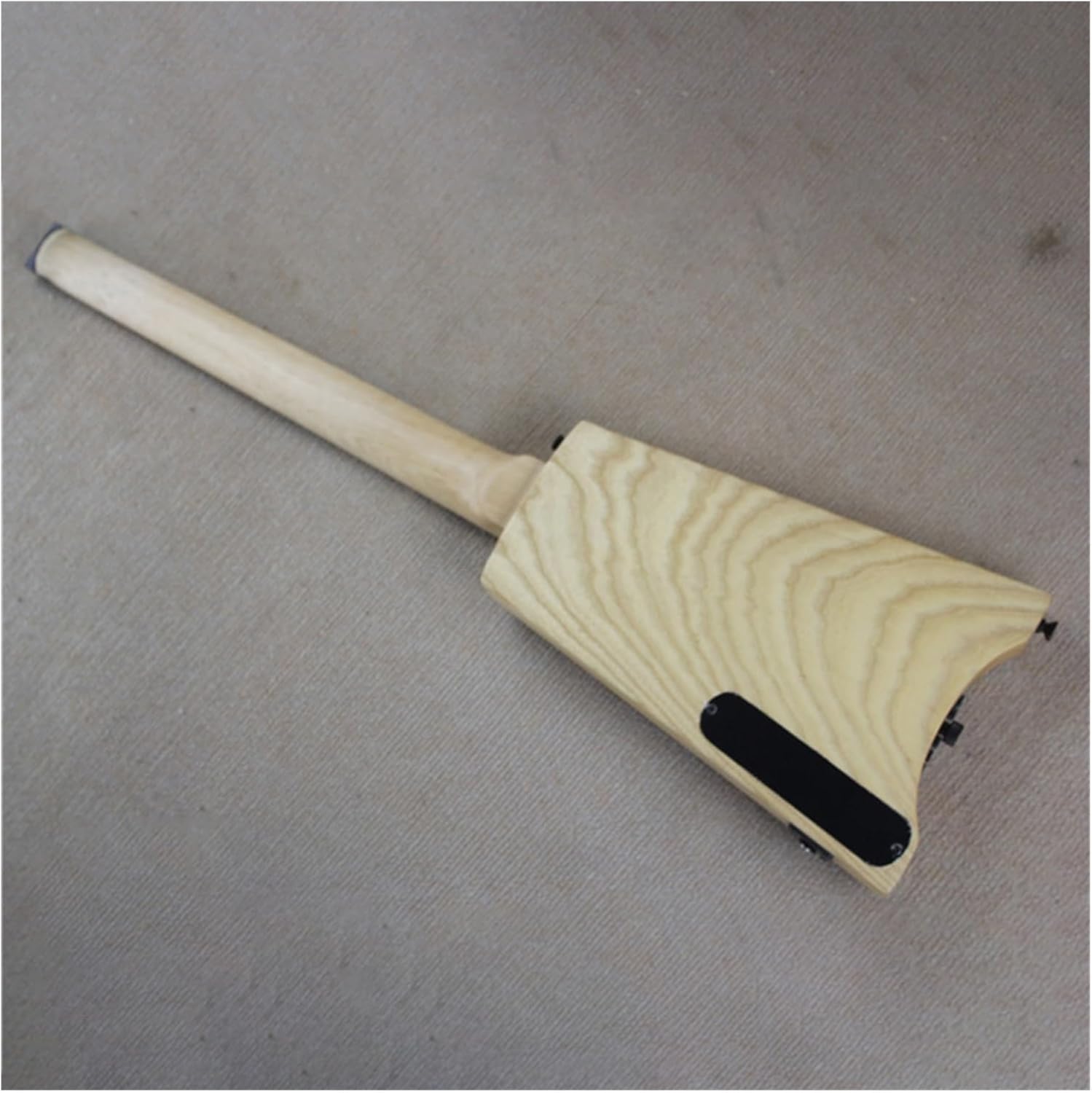 VENEKA Headless Electric Guitar Natural Wood Color Headless 24 Frets Electric Guitar with SSS Pickups Maple Fretboard Last 4 Frets Scalloped