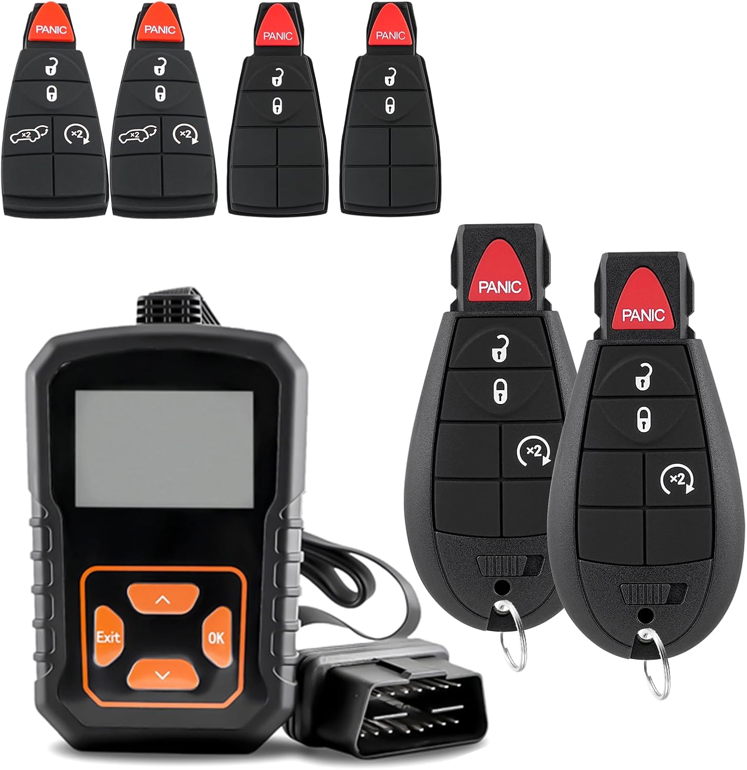 2Pcs DIY Key Fob Replacement Kit 2014 2015 2016 2017 2018 for Jeep Cherokee Keyless Entry Remote Control Car Key with OBD Tool GQ4-53T