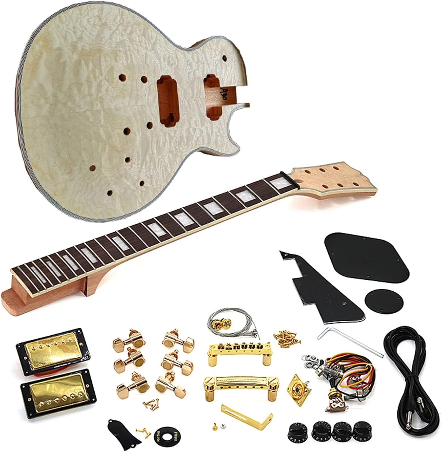 DIY Electric Guitar Kit DIY Electric Guitar Kit Flame Maple Veneerr Mahogany Okoume Body Neck Fingerboard