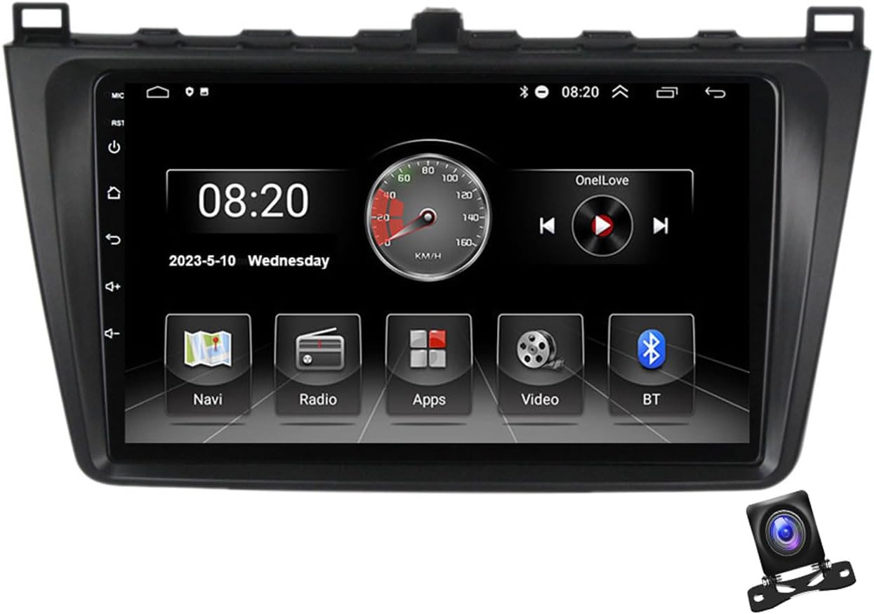Double Din Car Stereo, 9In Touch Screen Car Radio Bluetooth MP5 Player for Mazda 6 2004~2015 with 720P Backup Camera/GPS Navigation/SWC/RDS FM Audio Receiver/DSP/Carplay