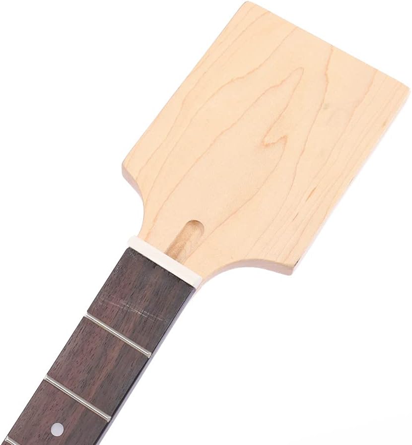 Maple Wood Guitar Neck Fretboard, Bass with Rosewood Unfinished DIY Part for 3 or 4 Strings Cigar Box Guitar