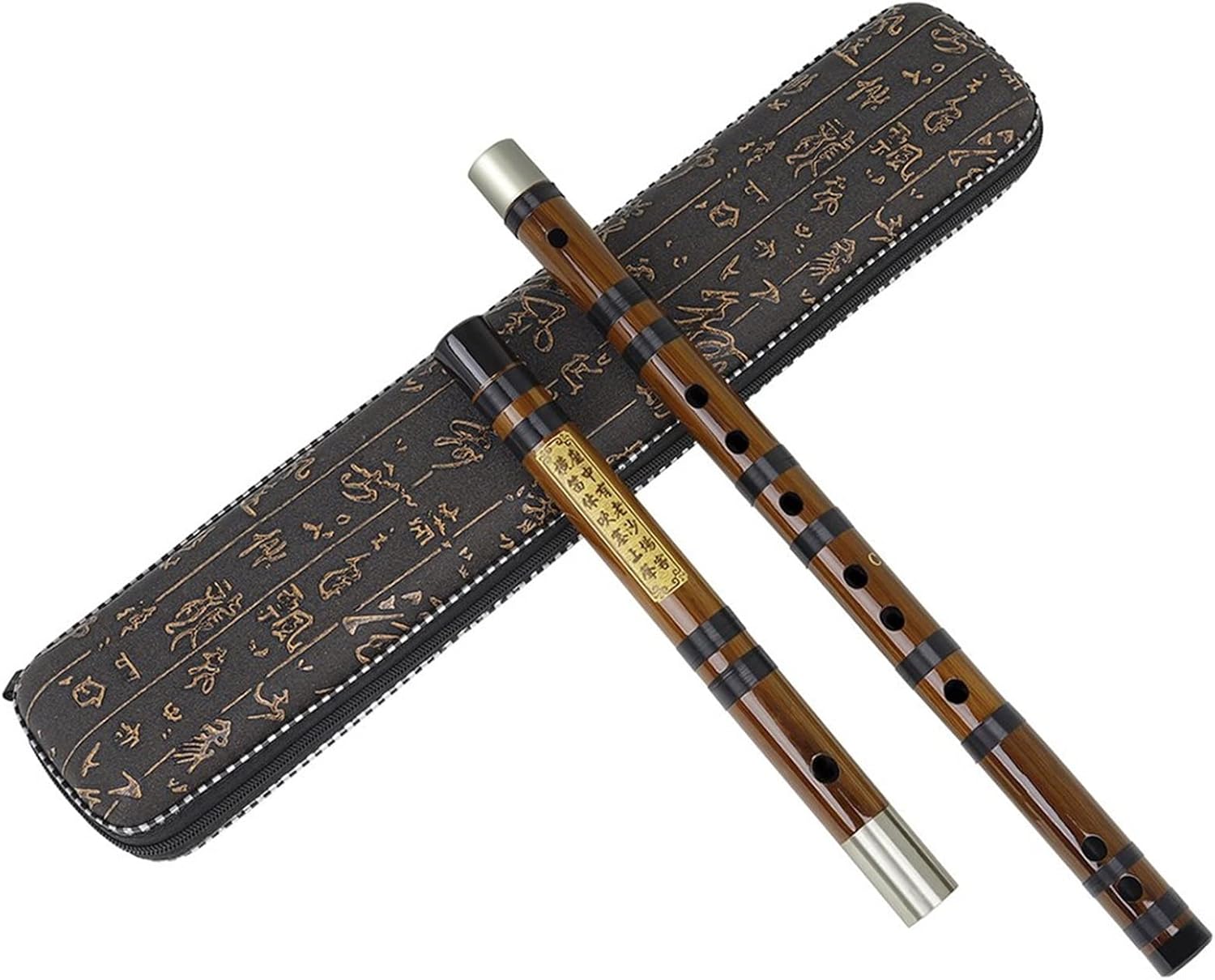 Bamboo Flute Traditional Woodwind Instrument C D E F G Key Chinese Transverse Flute Dizi with Case (Color : F Key)