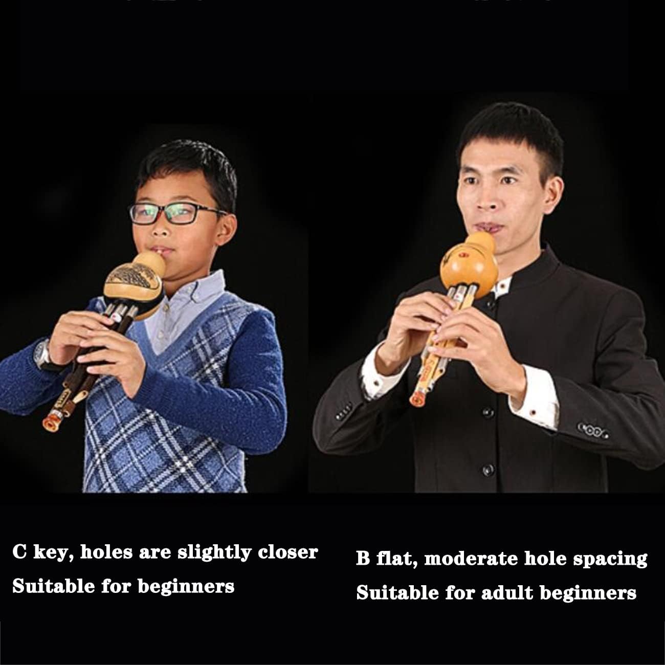 Bamboo Cucurbit Flute Hulusi Practice Teaching Instrument Children and Adults Learn to Play The Cucurbit Flute National Wind Instrument Flute Gift (Color : Brown, Size : Small D-Key)