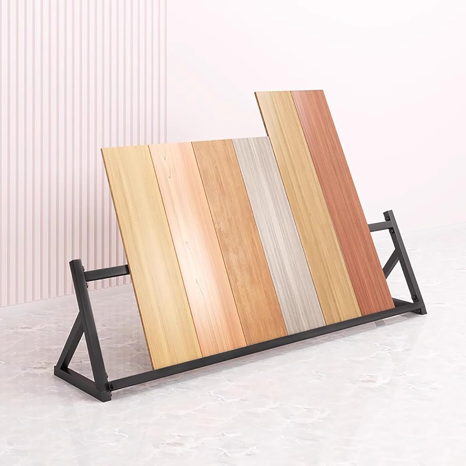 Wooden Floor Sample Display Rack,Floor Tile Display Rack, Metal Ceramic Tiles Floor Porcelain Display Shelf, Suitable for Shopping Malls, Supermarkets, Exhibitions ( Color : White , Size : 120x30x40cm