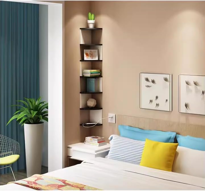 Corner Display Rack Corner Shelf Stand 7-Tier Corner Shelf Wall Mount Floating Shelves Wall Corner Shelves For Bedroom Living Room Bathroom Kitchen Office Corner Shelves Corner Storage Shelf(B)