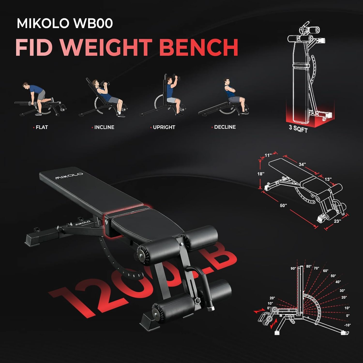 Mikolo Smith Machine, 2200lbs Squat Rack with LAT-Pull Down System & Cable Crossover Machine, Training Equipment with Leg Hold-Down Attachment