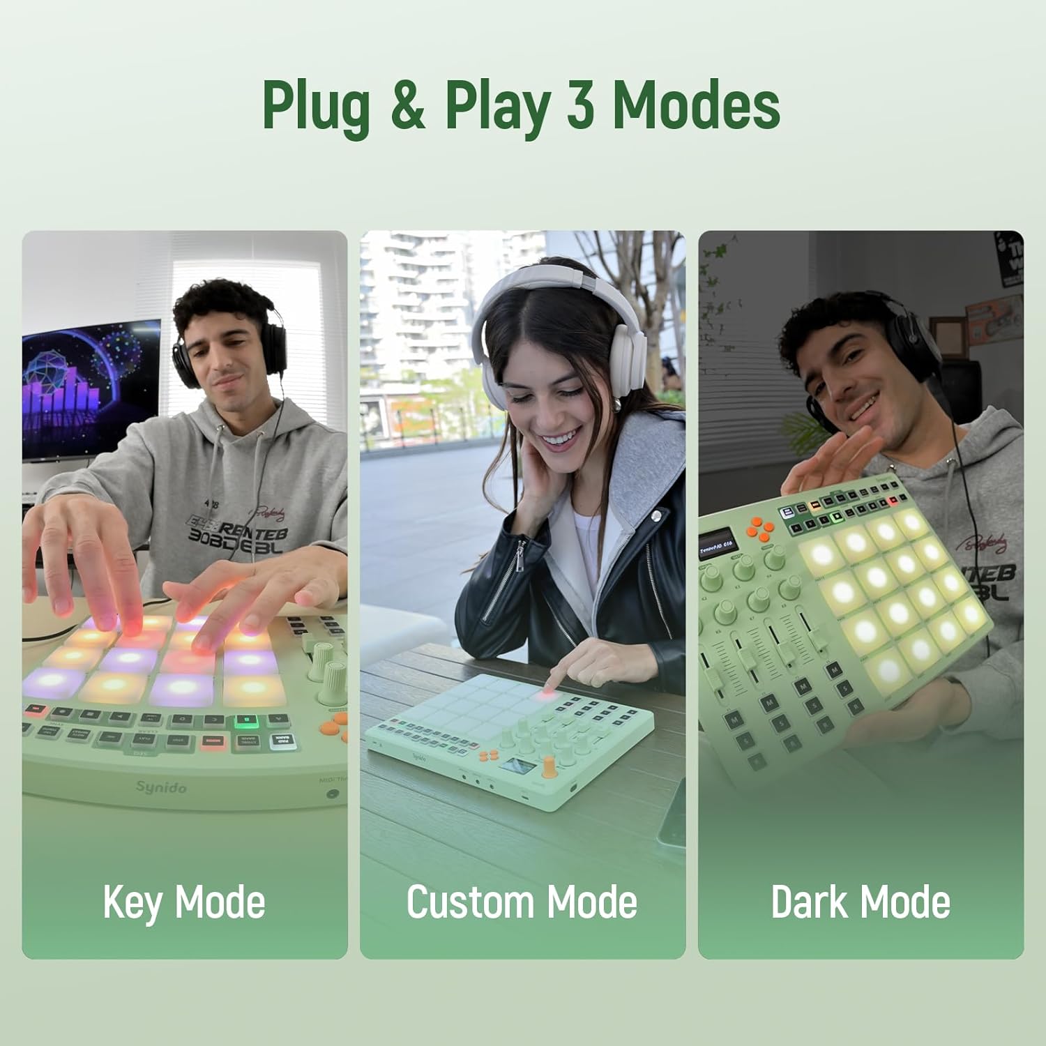 Midi Pad Controller, Portable Beat Maker Machine with Drum Pads, Beginners Beating Pad Velocity Sensitive, LED Display for Music Production (Wireless MIDI)