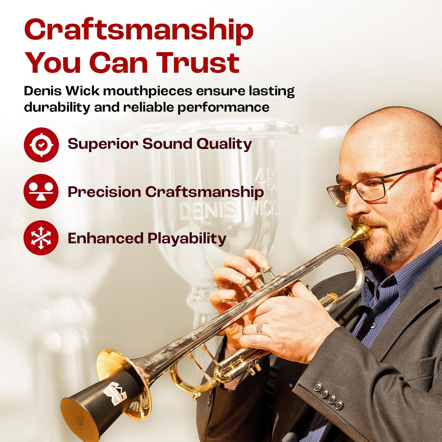 Denis Wick Heavytop Conversion Booster for Trumpet Mouthpieces, Silver Plated, 6181 - Precision-Weighted for Smoother Tone, More Endurance & Volume - Ideal Add-On for Live & Stadium Performances