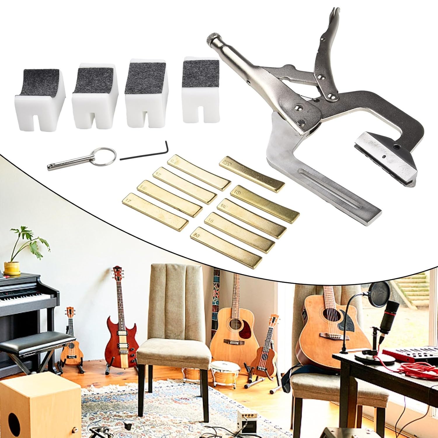 Handheld Fret Tool for Accurate Fret Installation with 9 Brass Inserts - Professional Guitar and Bass Fret Pressing Tool(Fret Press with 9 Radius Inserts)