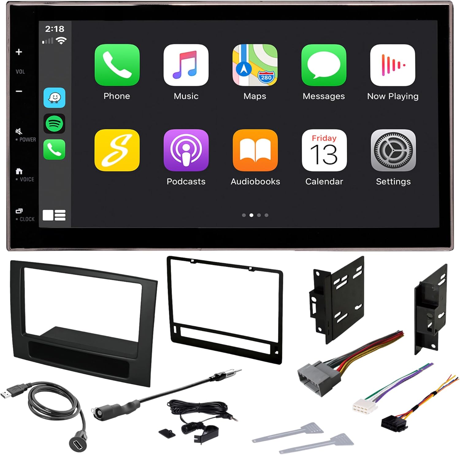 6.8” Double Din Car Stereo Kit for Dodge RAM Truck Dash Kit, Touch Screen Radio, Certified Apple CarPlay, Android Auto, Bluetooth, Rear Camera Input, Dash Kit, Antenna Adapter (2006-2008 RAM Truck)