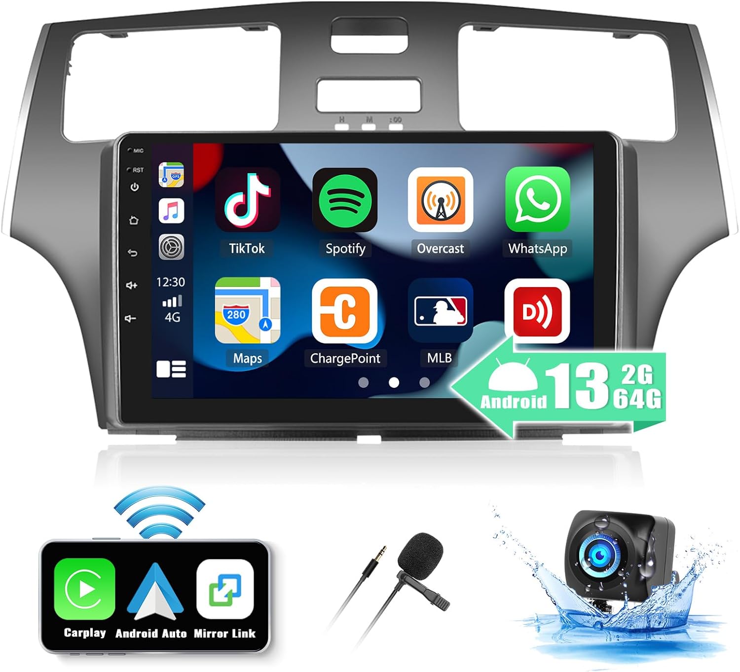 UNITOPSCI Android Car Stereo Radio for Lexus ES 2001-2005 ES250/300/330, 2G+64G,Wireless CarPlay Android Auto, 9 Inch Touch Screen GPS Navigation Bluetooth Mirror Link FM/RDS SWC Backup Camera Mic