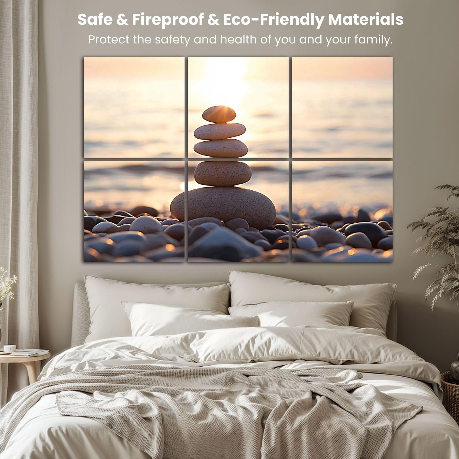 Art Acoustic Panels Lonely stones 6 Pack Decorative Sound Absorbing Wall Panels 72x48