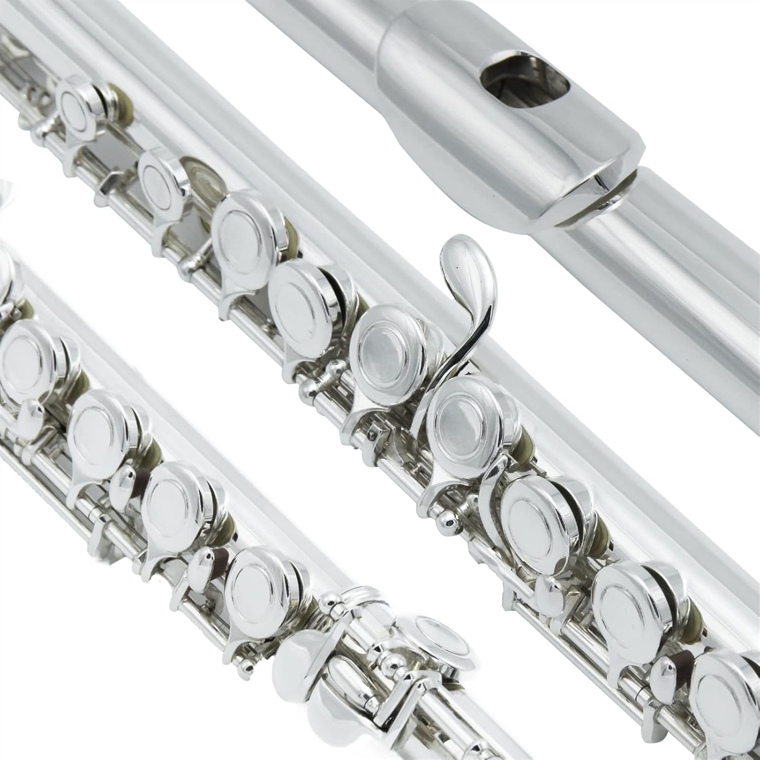 Flute Kit Flute Closed Hole C Flute 16 Keys Cupronickel Woodwind Instrument with Carry Case Cleaning Cloth Gloves for Beginner Intermediate Flute