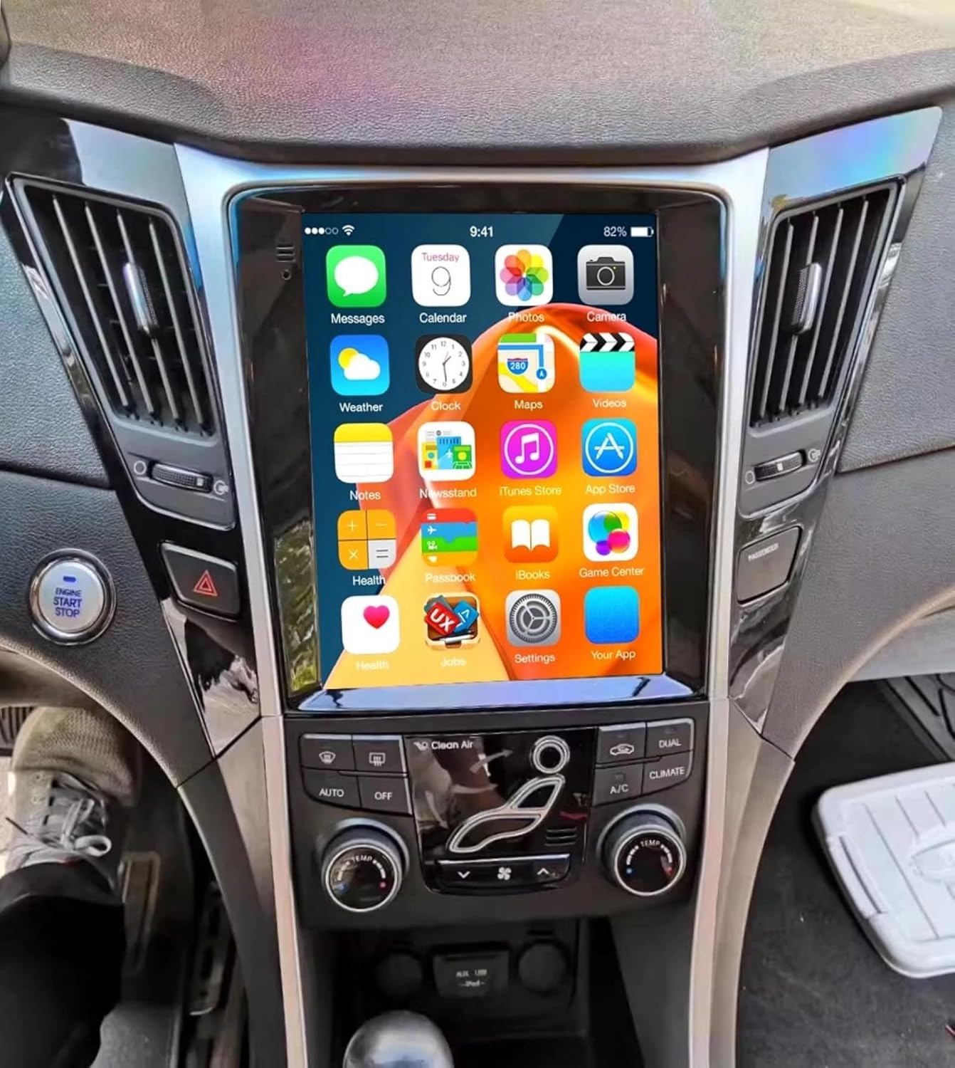 Android 13 Car Stereo Radio for Sonata 2010-2015 with Wireless CarPlay/Android Auto, 2+32G, Support DSP Navi/Bluetooth/WiFi/FM/MIC, 9.7 Inches Stereo with AHD Backup Camera and MIC