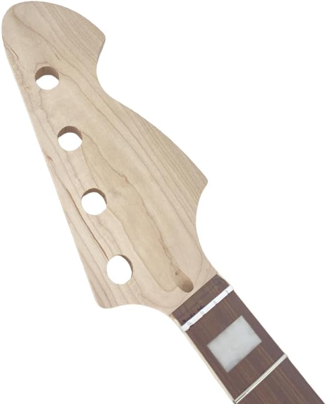 4 String Bass Guitar Neck Replacement, 34 Inch Scale 20 Frets Maple with Rosewood Fretboard Unfinished, Bolt-On Design Fits 42mm Nut & 65mm Heel Electric Bass DIY & Repair (20 Fret 34inch)