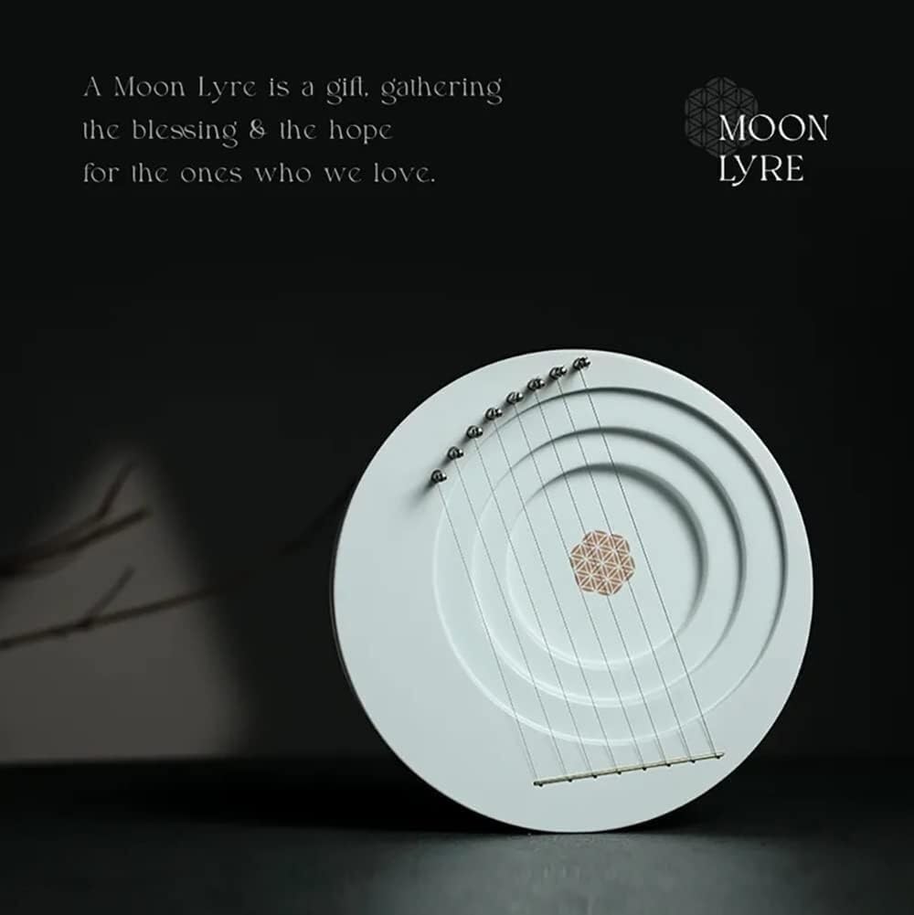 15 Strings Moon Lyre Harp, Moon Shape Maple Harp with Tuning Wrench, Extra Strings and Mat, Wooden Musical Instrument(Color:Without Stand)(With Stand)