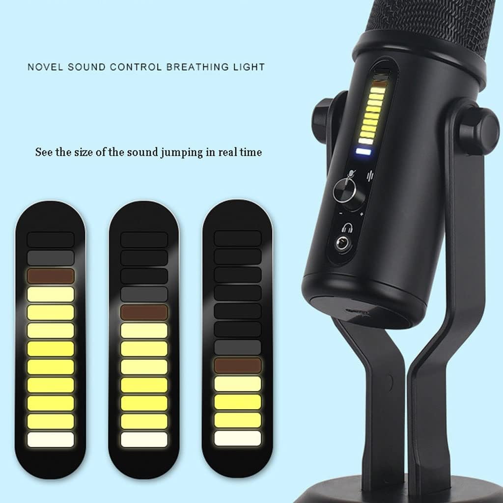 USB Capacitance Microphone, LED Voice-Activated Breathing Light, One-Click Noise Reduction/Home Studio Applications