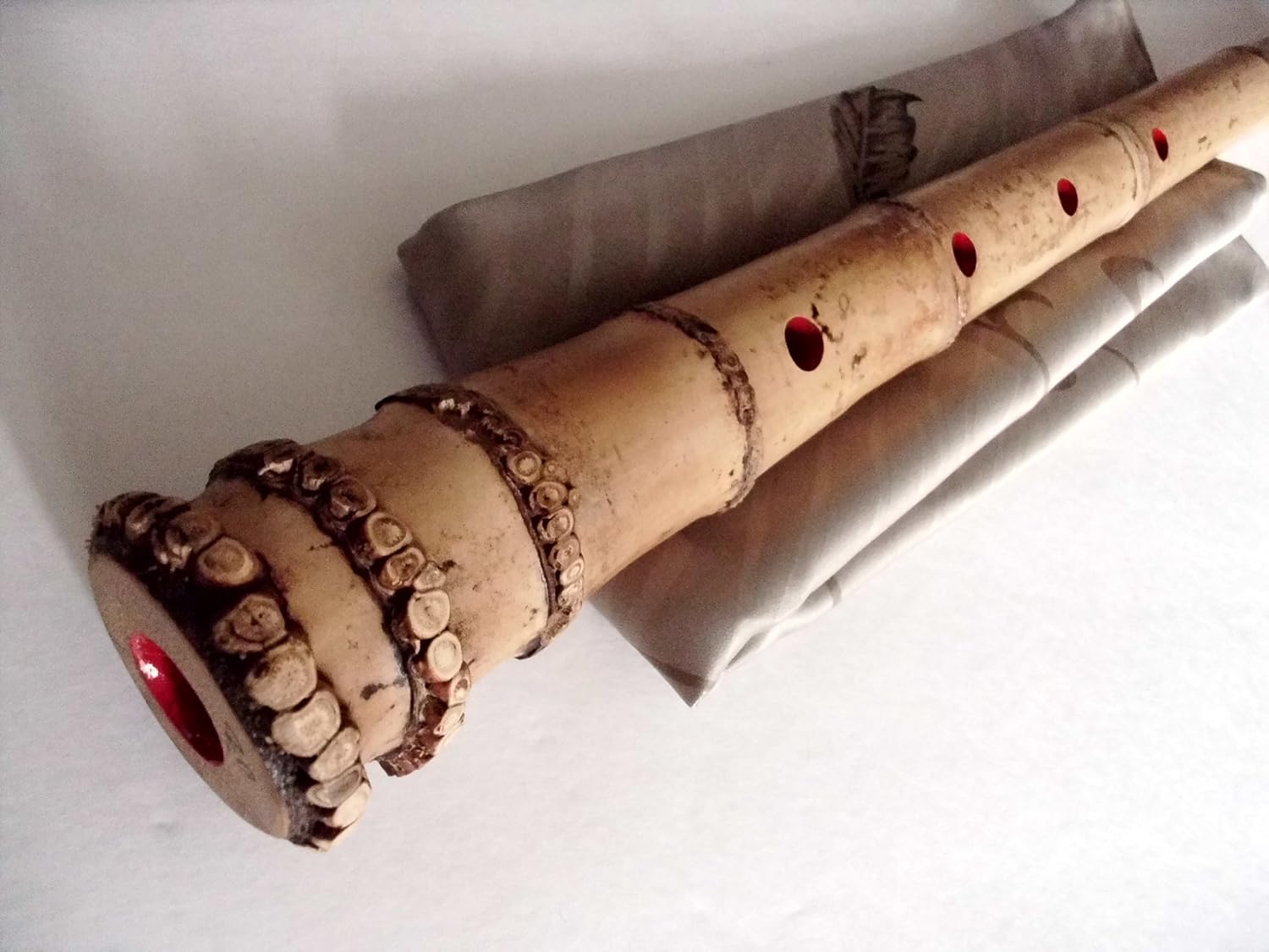 2.0 Pentatonic Shakuhachi with Root End 5 Holes Kinko Wudaguji inlet with buffalo horn flake- Traditional Zen Instrument