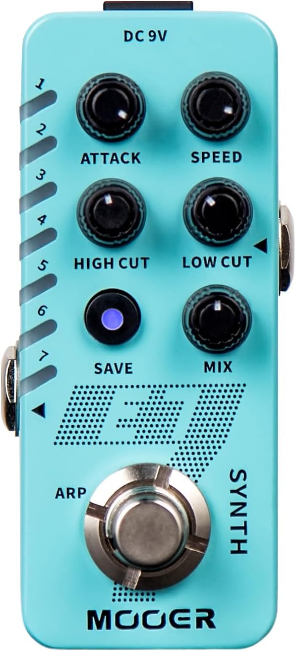 MOOER E7 Polyphonic Guitar Synth Pedal Electronic Synthesizer, 7 Guitar Synthesizer Tones with Individual Arpeggiator And 7 Preset Slots, High/Low Frequency Cut, Attack, Speed Function
