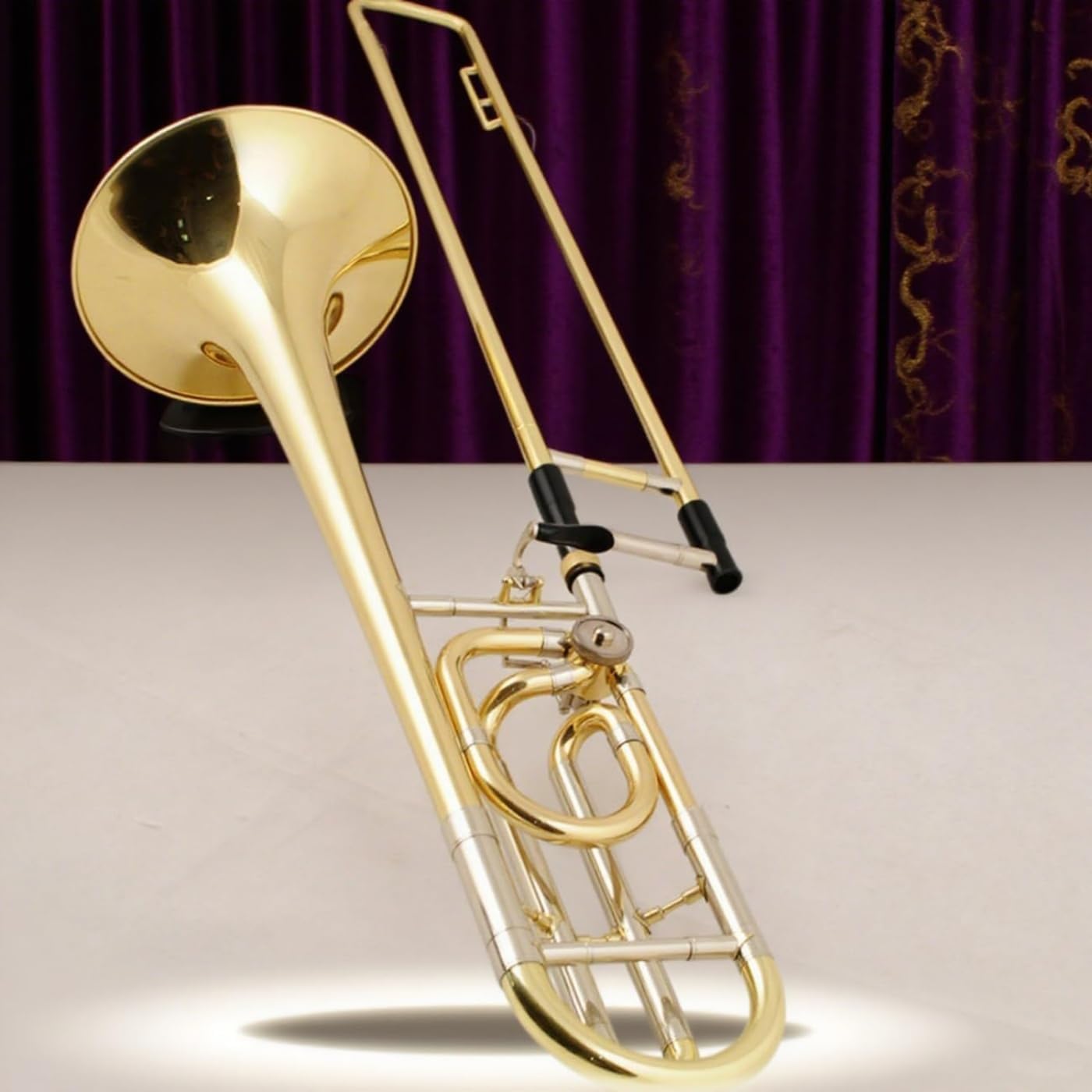 Bb Tenor Slide Trombone B Flat Brass Plated Trombone Instrument with Mouthpiece Cleaning Kit & Padded Case for Beginners Students