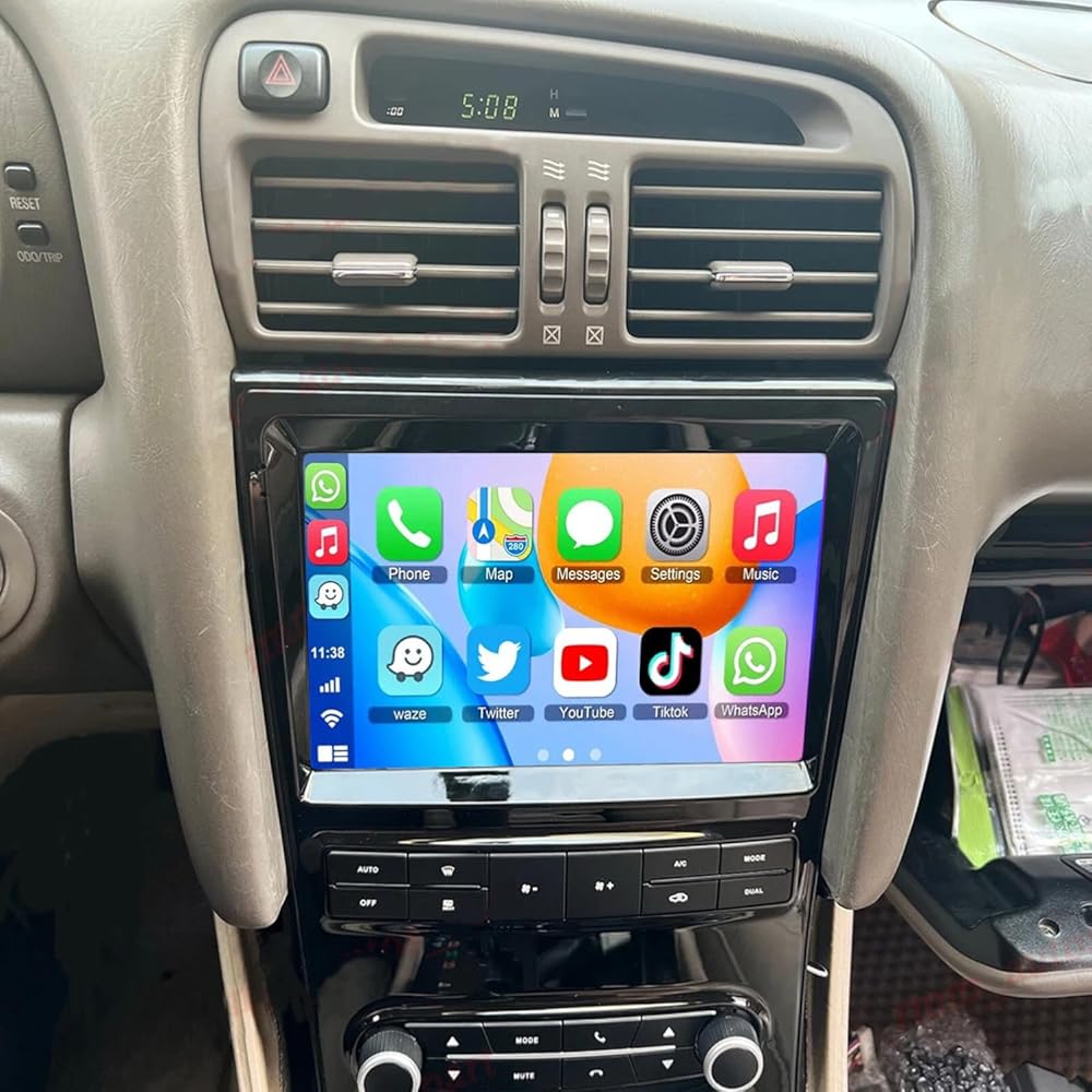 4GB+64GB Car Stereo Radio Compatible for Lexus GS300 GS400 GS430 1998-2005 Android 15 Head Unit for CarPlay Wireless Android Auto GPS Navi WiFi Bluetooth 9 Inch with Backup Camera/Mic SWC