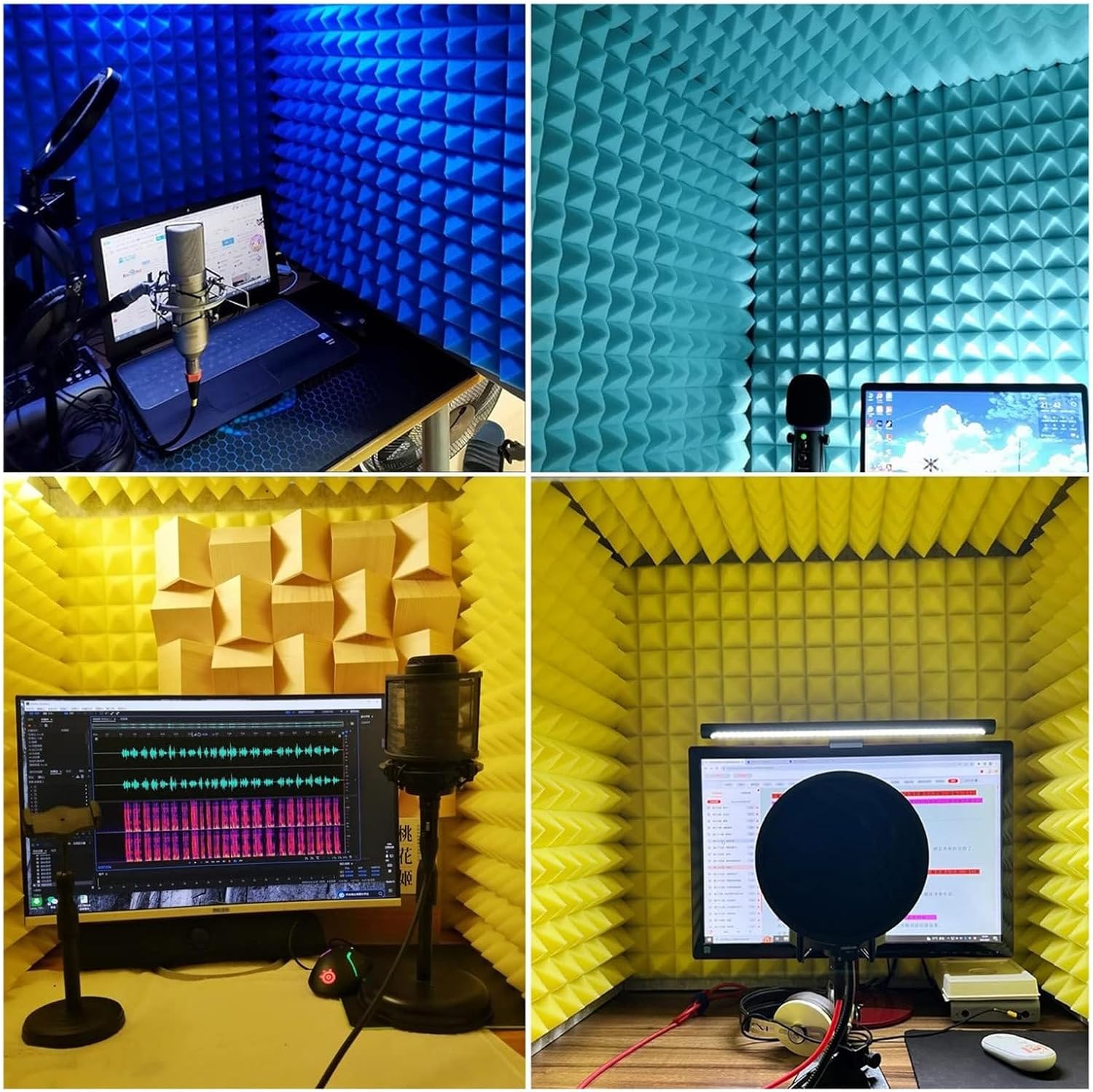 Soundproof Box High Density Foam Vocal Studio Portable Recording Studio Soundproof Studio Removable Microphone Recording Isolation Booth for Desktop,Purple
