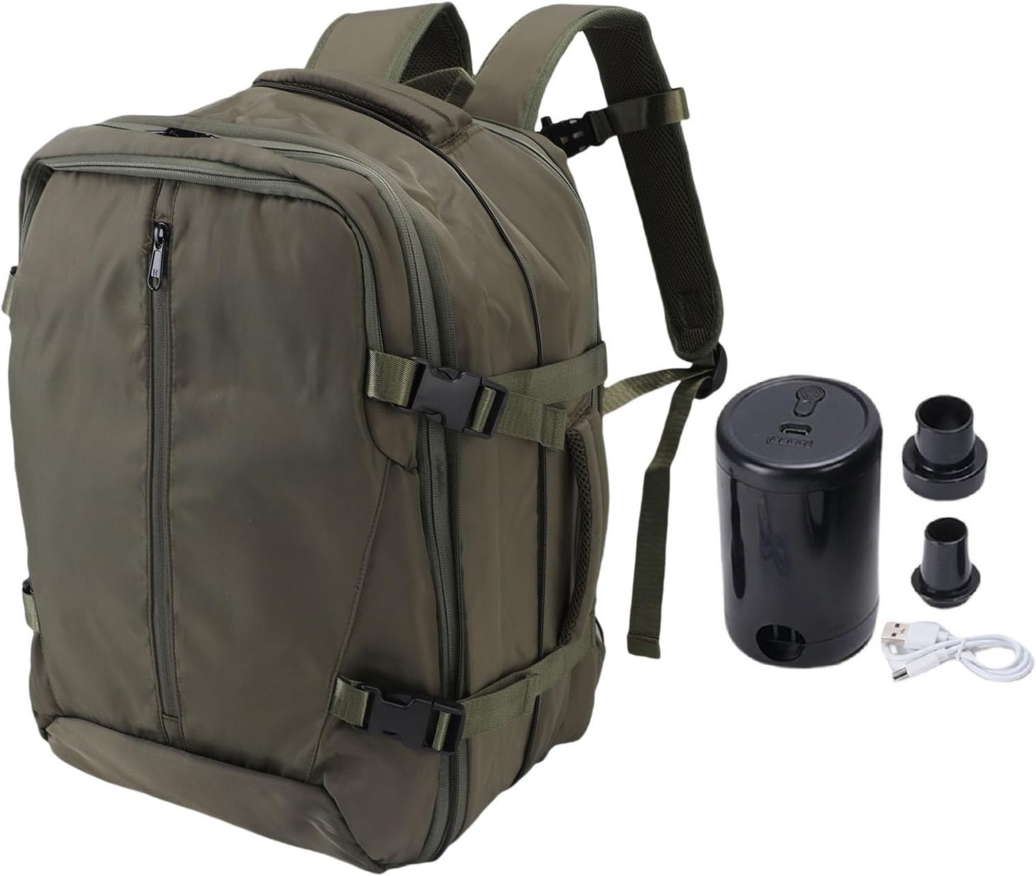 CHICIRIS Vacuum Backpack, Weekender Backpack, Vacuum Compression Expandable Waterproofing with Laptop Compartment, Lock for Business Travel, Wet Dry Separation (Green)