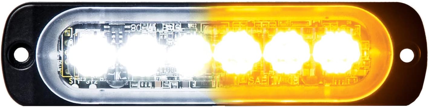 Buyers Products 8891902 LED Strobe Light, Amber/Clear – 6 LEDs, 19 Flash Patterns, IP67 Waterproof Surface Mount SAE J595 Class 1 Warning Light for Trucks, Trailers, Emergency Vehicles, 12-24V