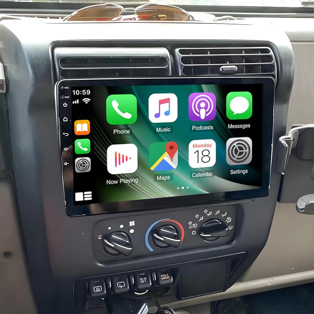 PHEZEN 9 inch Touchscreen Car Stereo Fit for Jeep Wrangler TJ 1997-2006, Android 13 Double Din Car Radio with Carplay & Android Auto in-Dash Navigation BT Mirror Link WiFi Backup Camera 2+32G