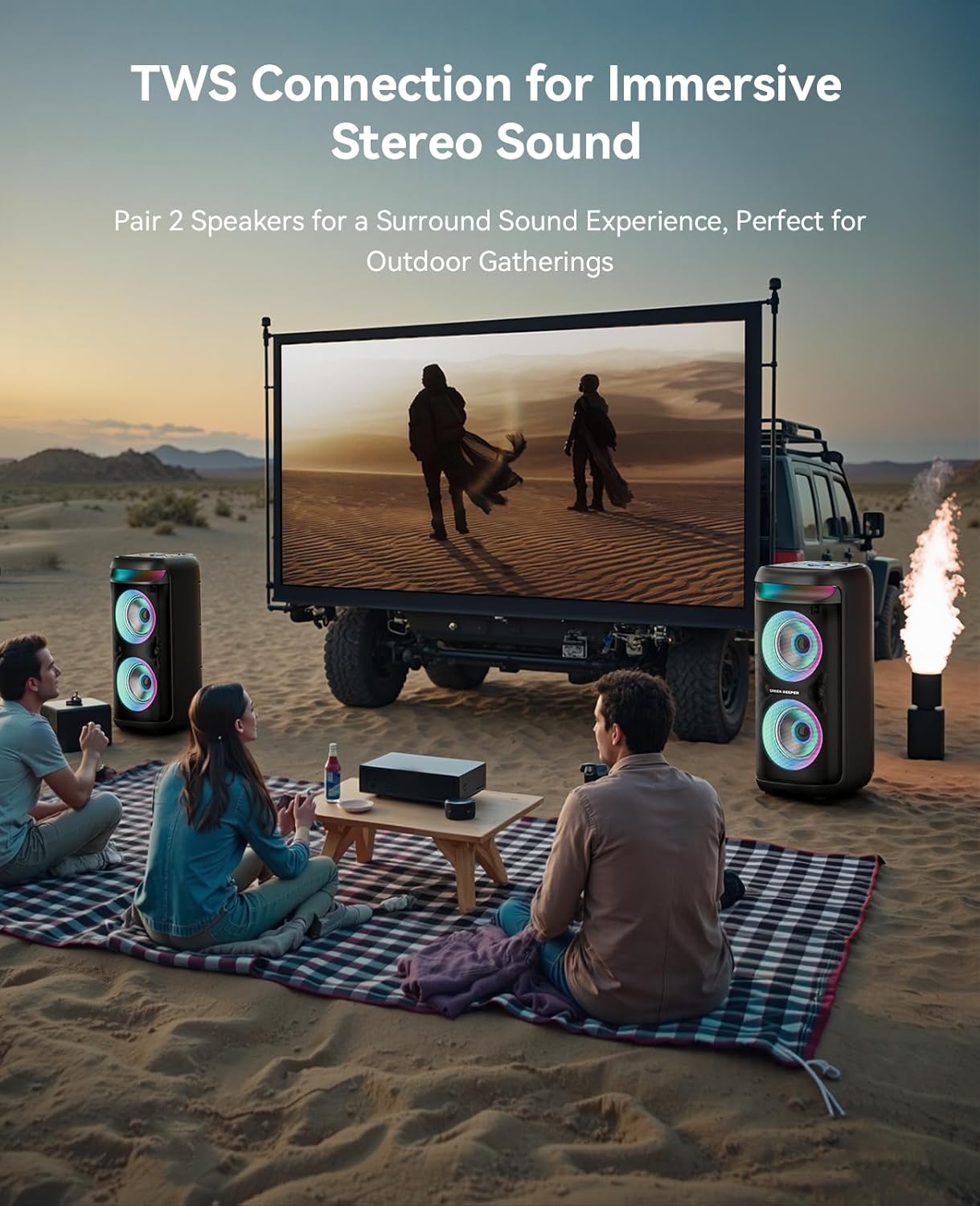 Karaoke Machine with 2 Wireless Microphones for Adults, Portable Bluetooth Party Speaker, 500W Peak Power PA System with LED Disco Lights, 6.5'' Speaker Big Sound, 8000mAh Battery for Indoor & Outdoor