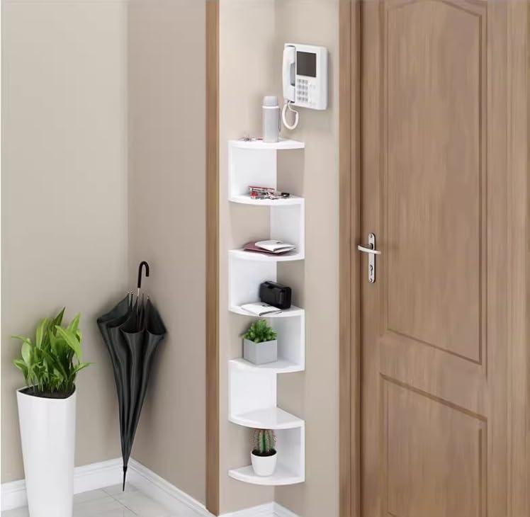 Corner Shelf for Home 7-Tier Corner Shelf Wall Mount Floating Shelves Wall Corner Shelves for Bedroom Living Room Bathroom Kitchen Office Corner Shelves Display Shelf(Color:C)