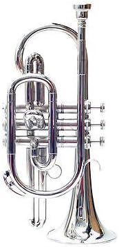 New Cornet 3 Valve Key Bb Flat Free Hard Case & Mouthpiece (Silver)