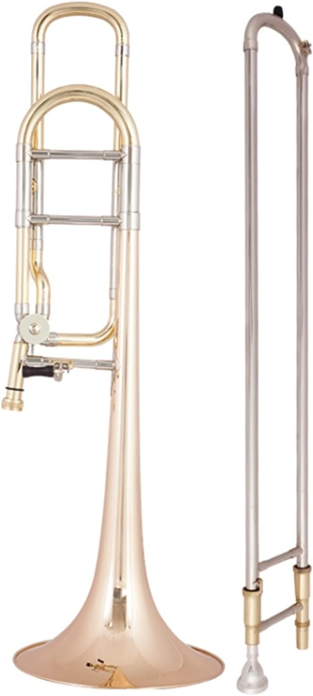 TSTS B to F Tenor Trombone Big Bell Mouth Gold Copper Phosphor Bronze Copper-Nickel Alloy Musical Instrument Beginner Trombone (Color : Gold Copper)