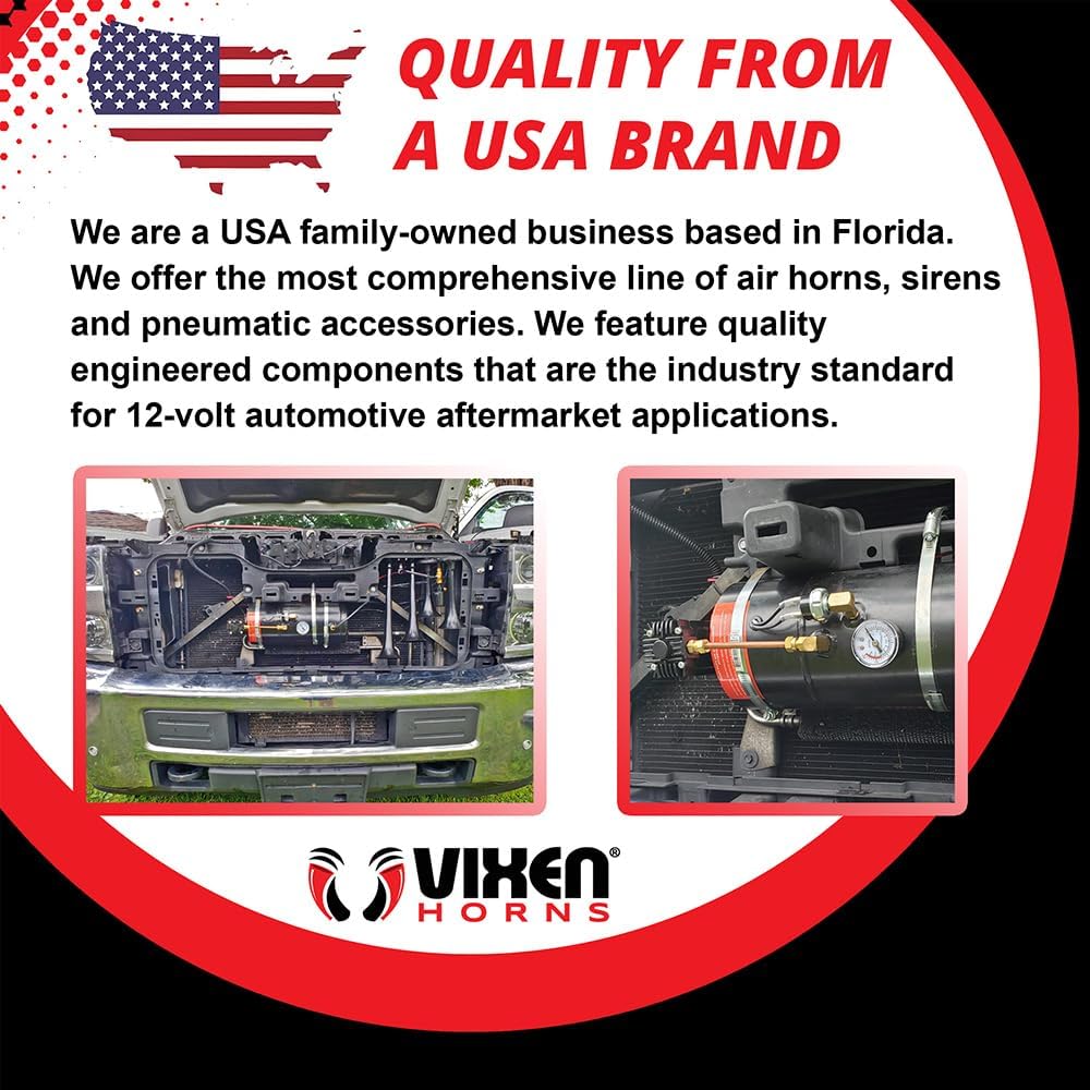 Vixen Horns Train Horn for Boat/Truck/Car. Air Horn Waterproof Chrome Plated Single Trumpet + Cover. Super Loud dB. Marine Grade Finish. Fits 12v/24v Vehicles like Semi/Pickup/Jeep/SUV VXH1264