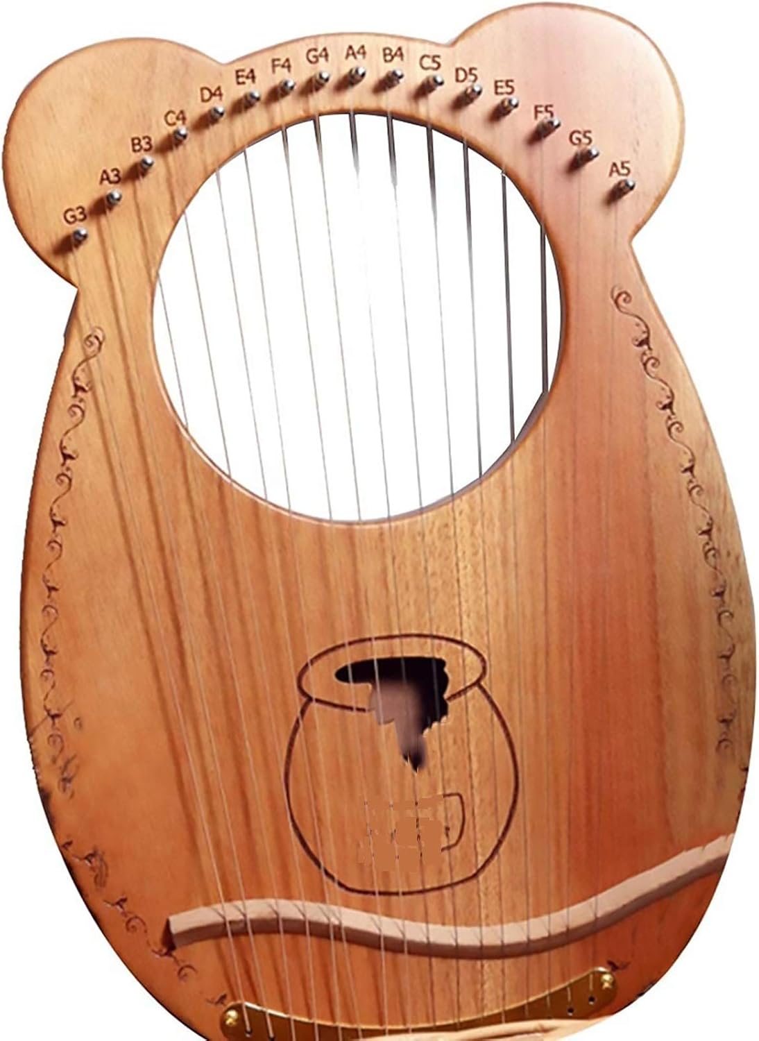 Lyre Harp, 19 String- Lyre Harp Solid wood Mahogany with Carry Bag.Harp portable lyre 19 string.Unique patterns, Best gift for children, adults (Color : A Yellow)