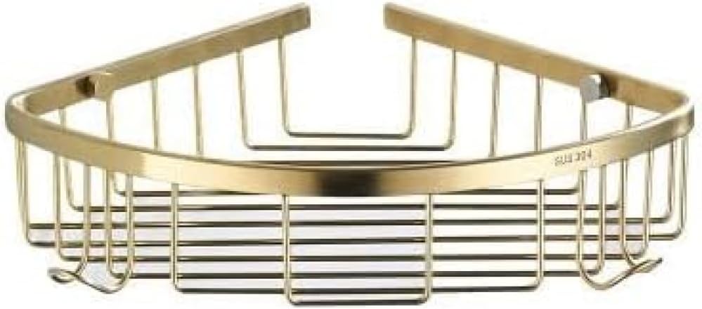 Corner Shower Caddy Bathroom Shelves, Bathroom Shelves, Brushed Gold Metal Shower Corner Shelf, Wall Mount Shampoo Storage Shelf Rack, Bathroom Basket Holder