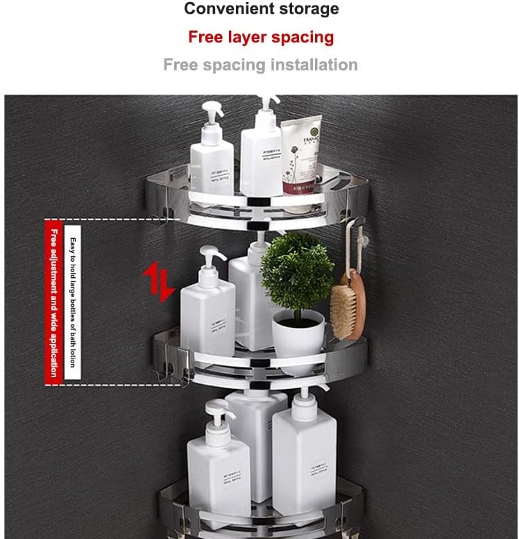VIDI Layers Corner Shower Shelf Bathroom Shampoo Holder Stainless Steel Punch Free Kitchen Tripod Stand