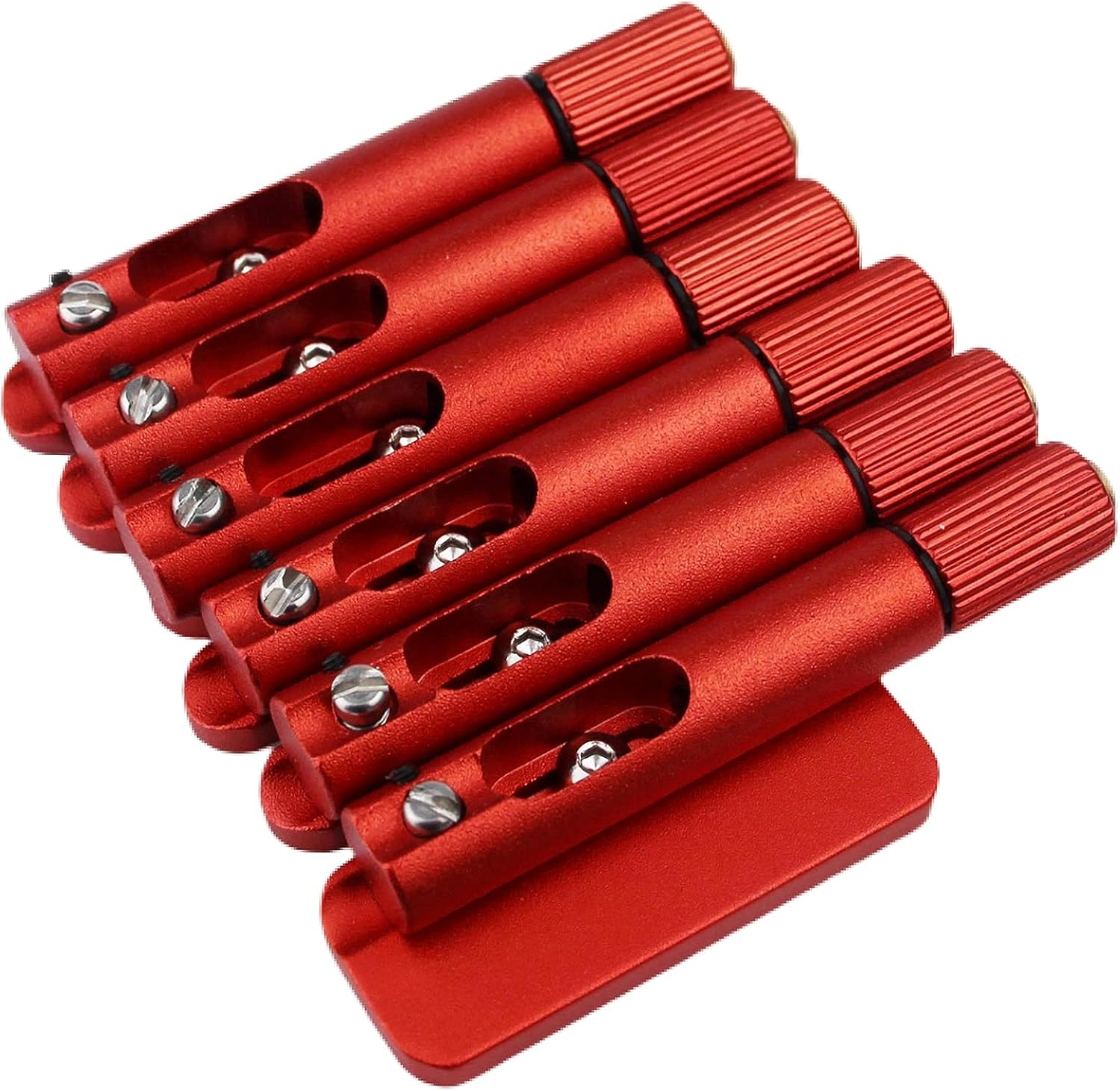 Guyker Single Fixed Brass Fan Guitar Bridge – 6 String Headless Fixed Fanned Bridges for Electric Guitar, Red