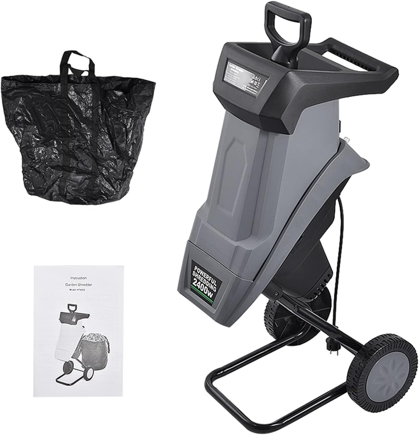 HT6533 Powerful Wood Chipper Branch Crusher Electric Breaking Machine 2400W Tree Branch Crushing Machine Garden Tool with Efficiency(Branch Crusher)