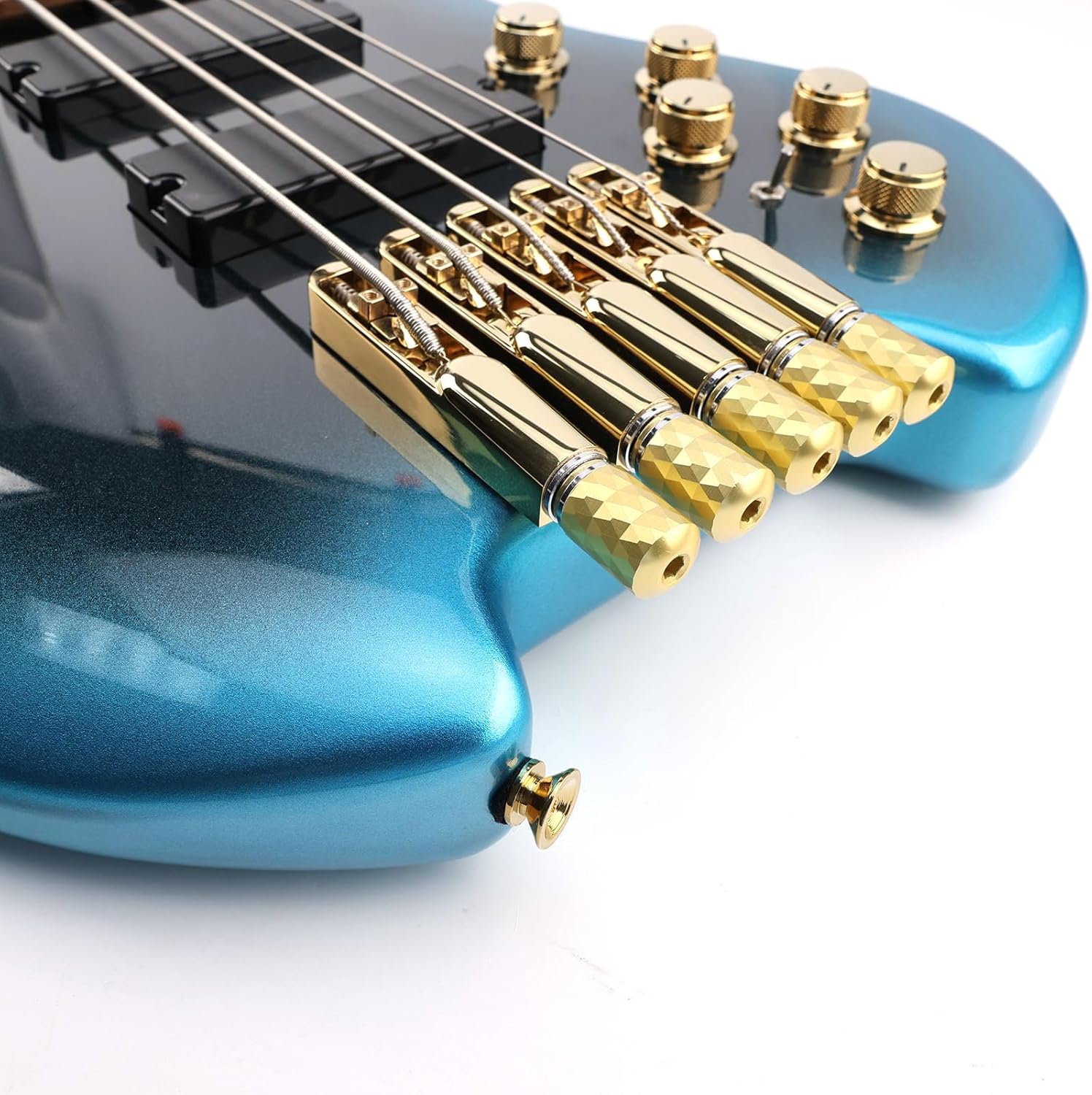 Pack of 5 Individual Single Tubular Fixed Bridge 5 String Electric Bass Bridge for Headless 5-string Bass Replacement Parts Gold