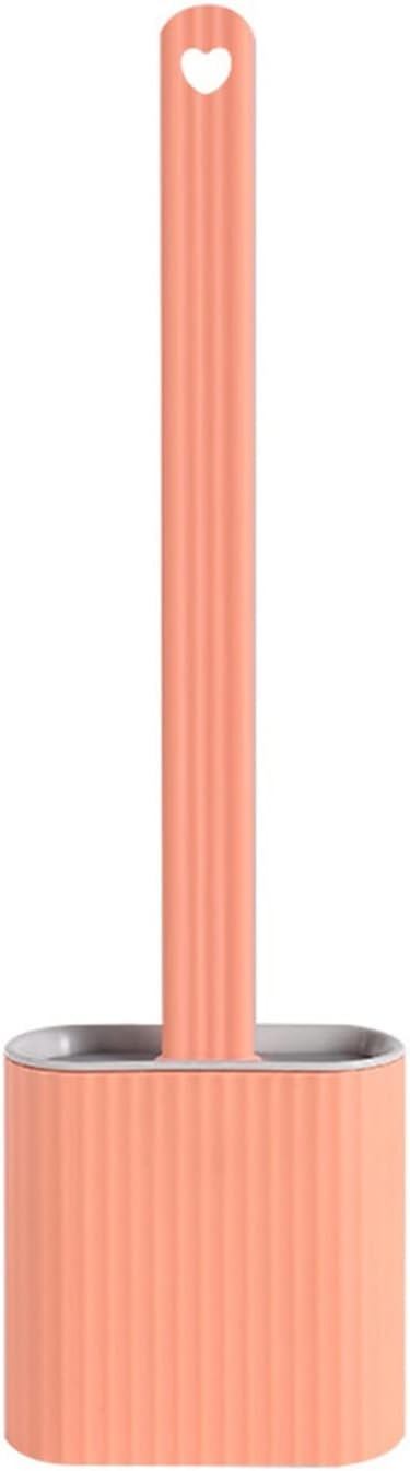 Silicone Cleaning Kit with Toilet Brush Holder Wall-Mounted Crevice Soft Rubber Long Handle Bathroom Household Toilet Cleaning Brush Furniture (Color : 3 Blue) (2 Orange)